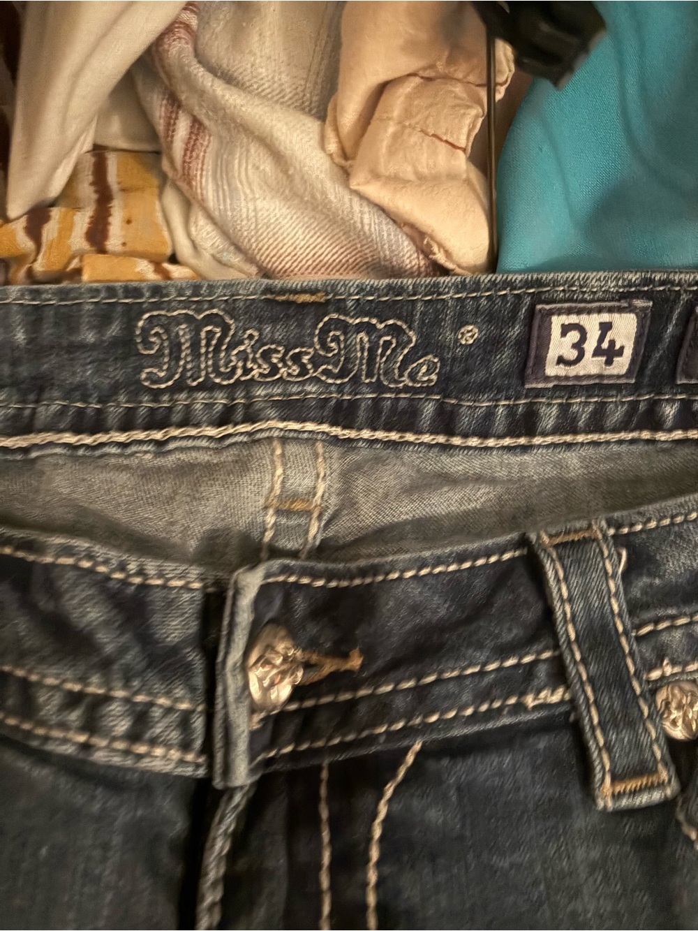 Miss Me Womens Blue Washed Denim Jeans